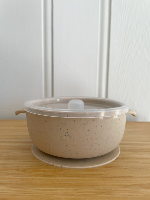 Silicone Suction Bowl - Speckle Beige