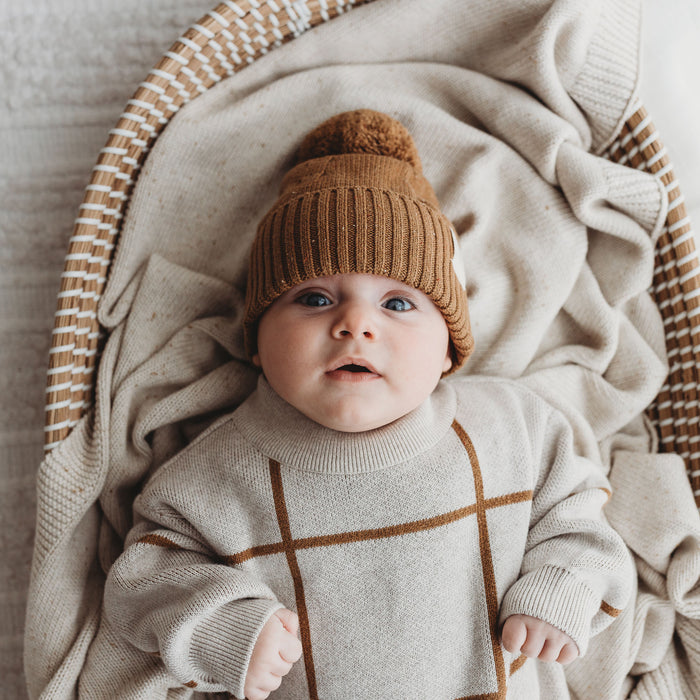 Organic Cotton Knit Beanie - Cinnamon